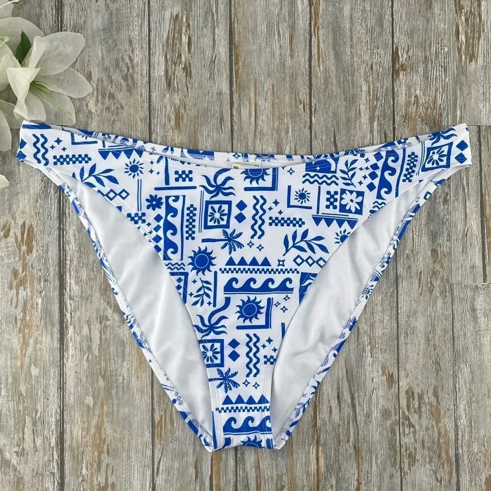 High Leg Mid Rise Cheeky Bikini Bottom Swim Size XXL